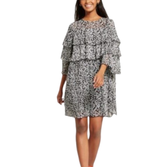 Who what wear Women's Black White Floral Print Dress Sz M - Picture 10 of 10